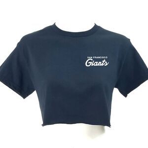 SAN FRANCISCO GIANTS Double Script Retro Logo MLB Cropped Crop Top Baseball Tee